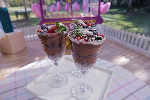 Bolo de chocolate com frutas vermelhas da Sophia