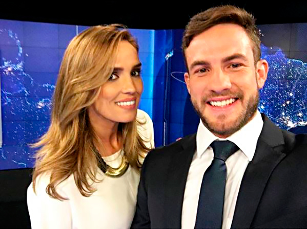 Daniel Adjuto estreou na bancada do SBT Brasil ao lado de Karyn Bravo