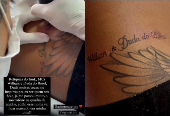 Print dos stories de Nego do Borel mostrando que consertou a tatuagem com o nome de Duda Reis