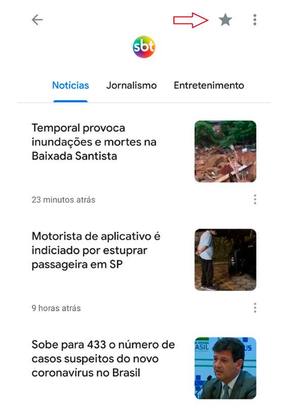 Como seguir o SBT no Google News