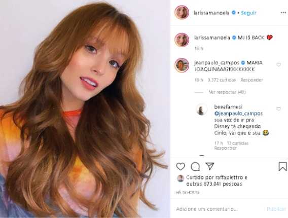 Jean Paulo, o Cirilo, comenta em publicação de Larissa Manoela e seguidores caem na risada (Reprodução/Instagram)