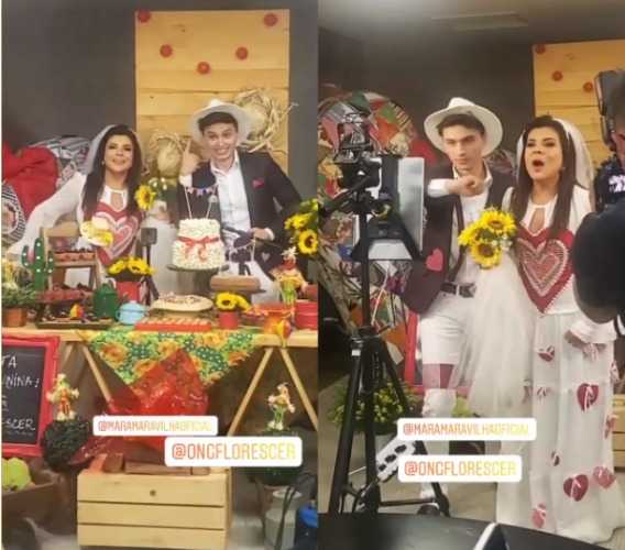 Mara Maravilha e Gabriel Torres aparecem vestidos de noivos durante festa junina (Reprodução/Instagram)