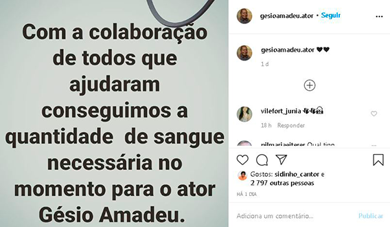 (Foto: Reprodução/Instagram Gésio Amadeu)