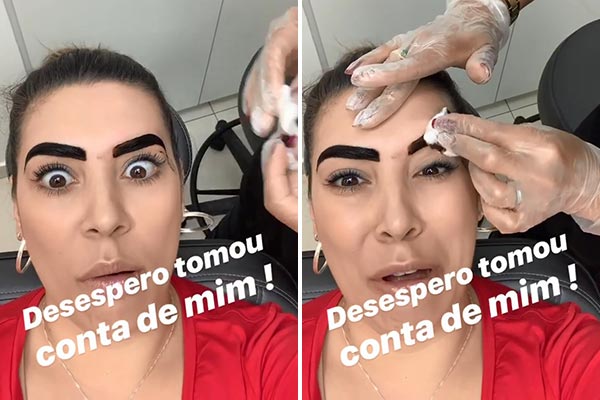 Naiara Azevedo faz sobrancelha de henna