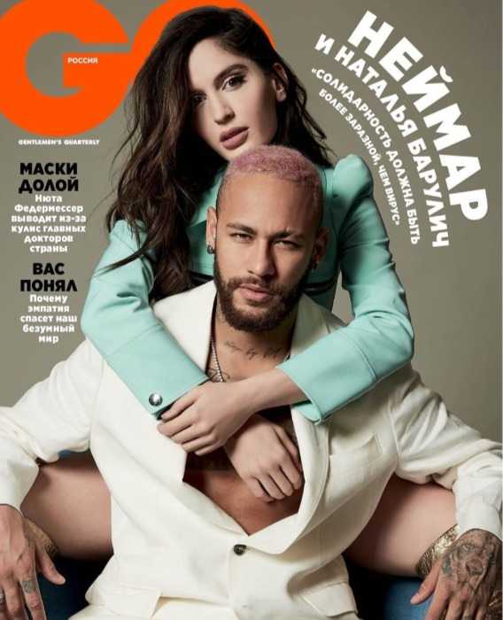 Neymar e Natalia Barulich posam juntos para revista russa (Reprodução/Instagram @gqrussia/GQ)