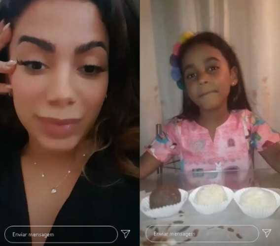 Colagem de fotos mostra Anitta gravando stories e Letícia fazendo propaganda de doces (Reprodução/Instagram)