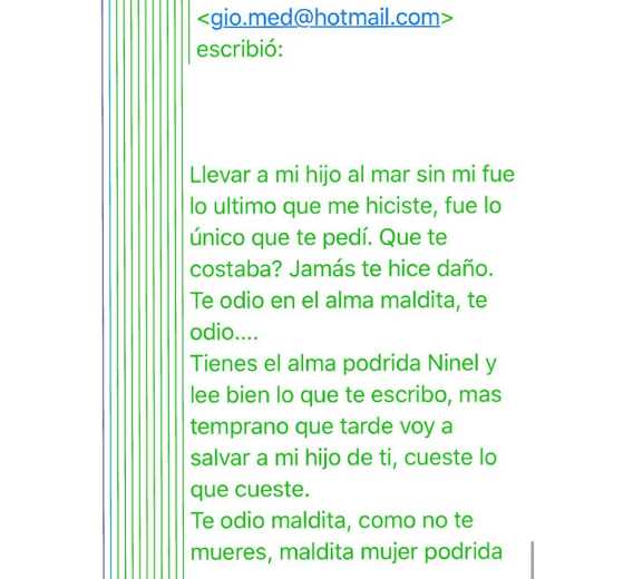 email enviado pelo marido de ninel conde com ameaças