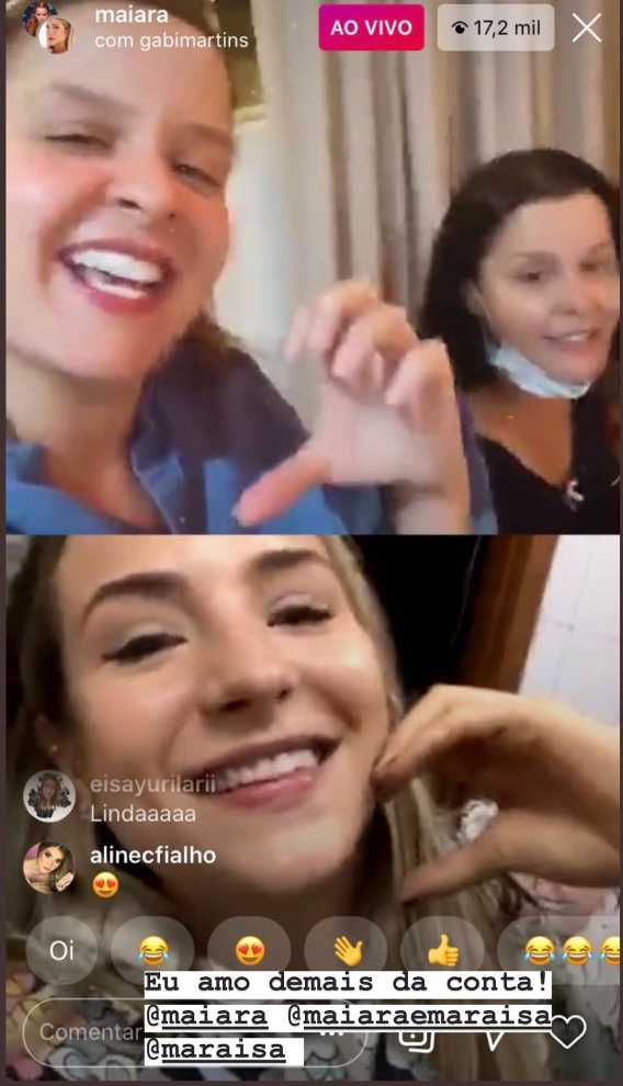 Gabi Martins durante live com Maiara e Maraisa