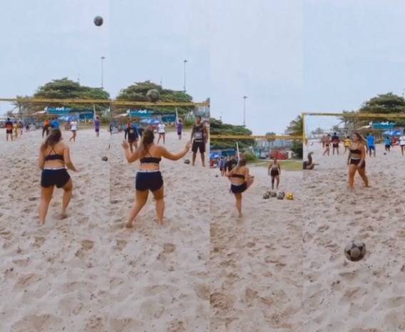  Filha de Romário mostra talento jogando futevôlei na praia (Reprodução/Instagram)