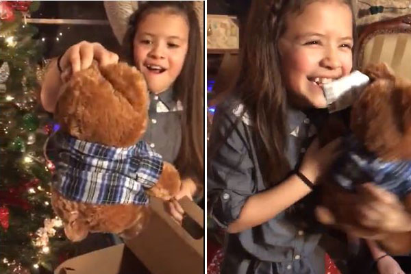 Menina ganha urso com voz do avô e derruba lágrimas da internet