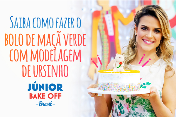 Saiba como fazer o bolo de maçã verde com modelagem de ursinho