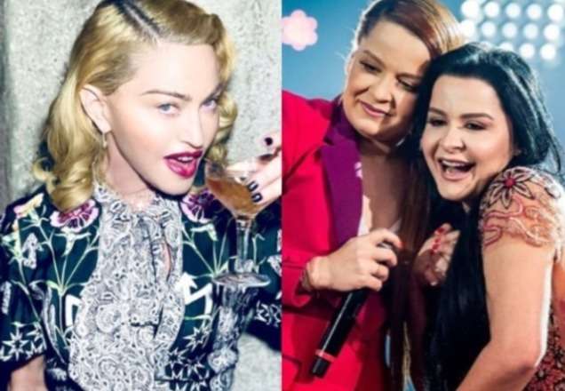 Que show: Madonna até senta no colo de Maiara, da dupla com Maraisa