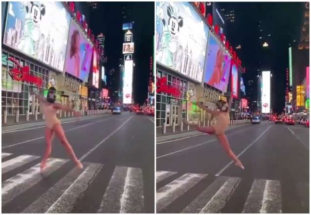 Coronavírus: Bailarina faz performance no meio de Times Square vazia