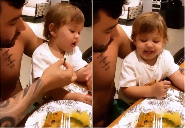 Gusttavo Lima oferece jiló para o filho e reação impressiona