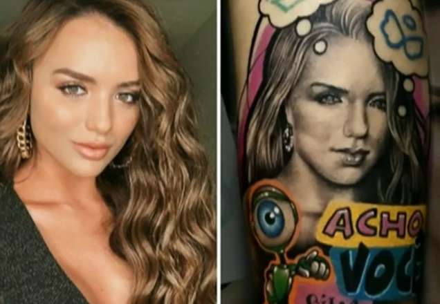Fã tatua rosto e frase de Rafa Kalimann e resultado divide opiniões