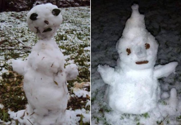 Gaúchos brincam com a neve e bonecos viram meme "Olaf chernobyl"
