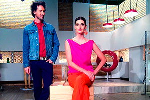 Isabella Fiorentino e Arlindo Grund exibem look para gravação