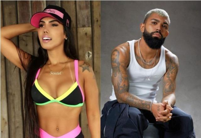 Taty Sindel à esquerda e Gabigol à direita