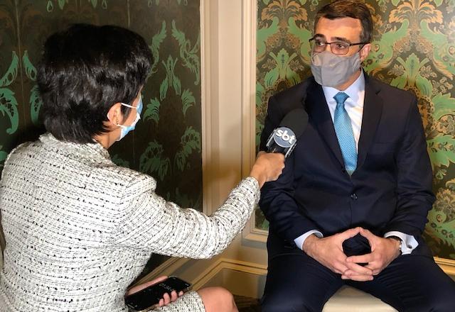 O Ministro de Relações Exteriores Carlos Alberto França em entrevista ao SBT em Nova York | Reprodução/SBT News