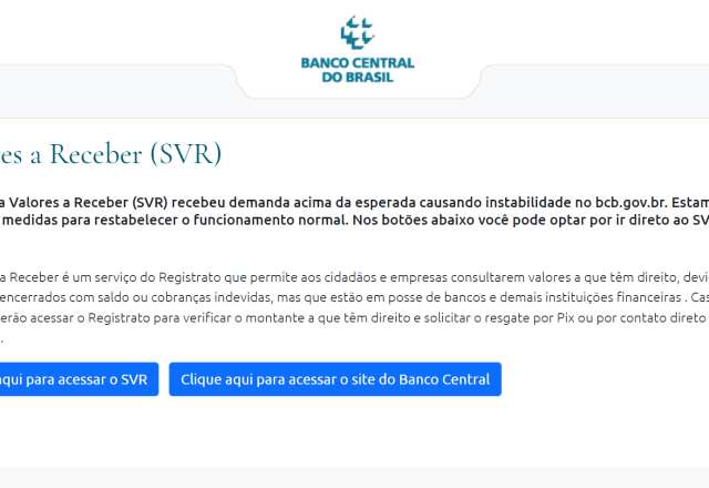 Site do Banco Central fica fora do ar após lançamento de ferramenta -  Brasil - SBT News