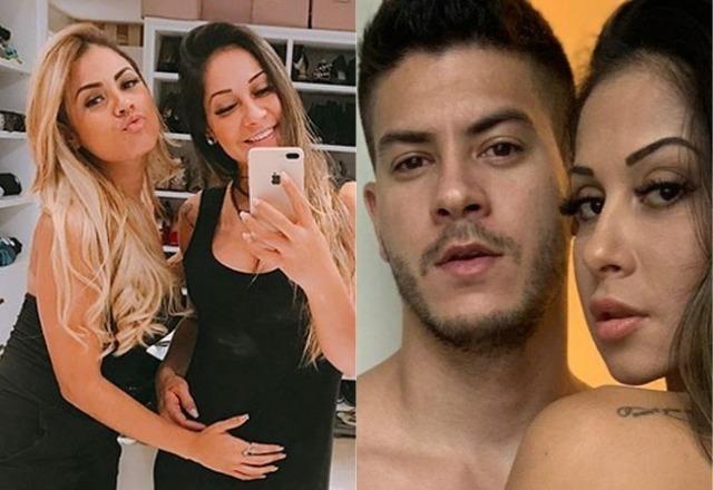Maíra Cardi e Arthur juntos à esquerda; Lexa tira selfie à direita
