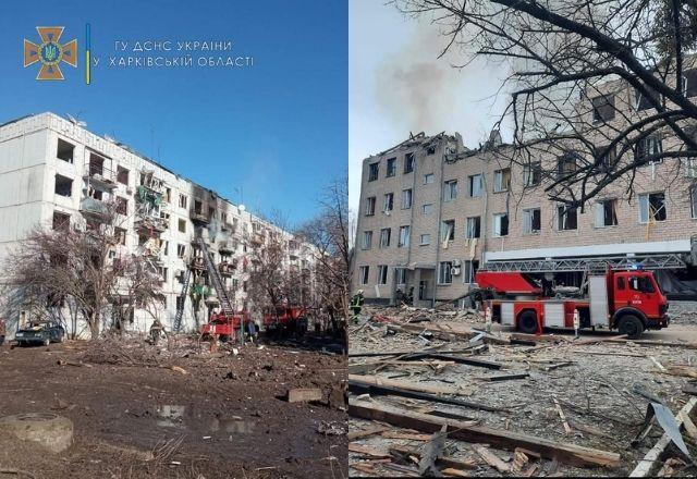 Edificações ucranianas foram destruídas pelo ataque da Rússia | Serviço de Emergência da Ucrânia