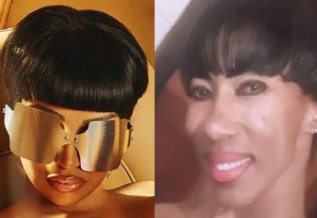 A cantora Cardi B à esquerda; Inês Brasil à direita