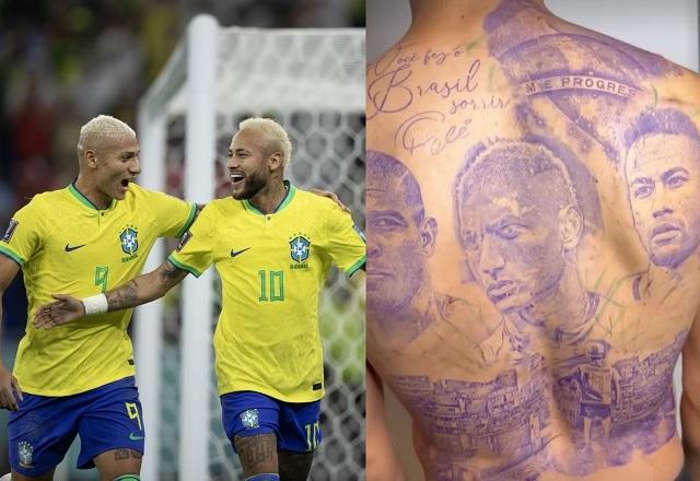 Richarlison mostra nova tatuagem com rosto de Neymar, Ronaldo e