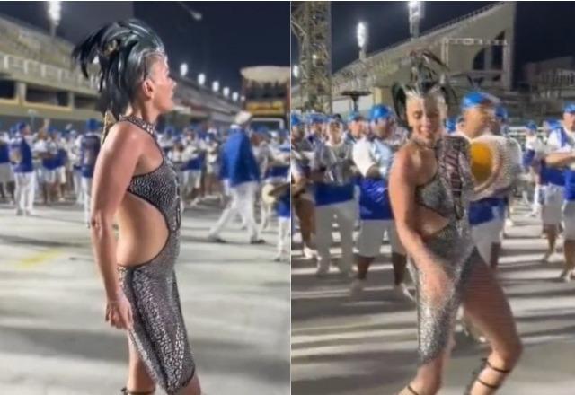 Adriane Galisteu samba durante ensaio de Carnaval