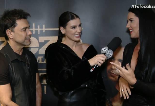 Zezé Di Camargo e Gracile Lacerda dando entrevista para Gaby Cabrini