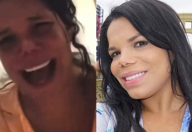Montagem com fotos de Day McCarthy, uma com expressão de desespero e outra com ela sorrindo
