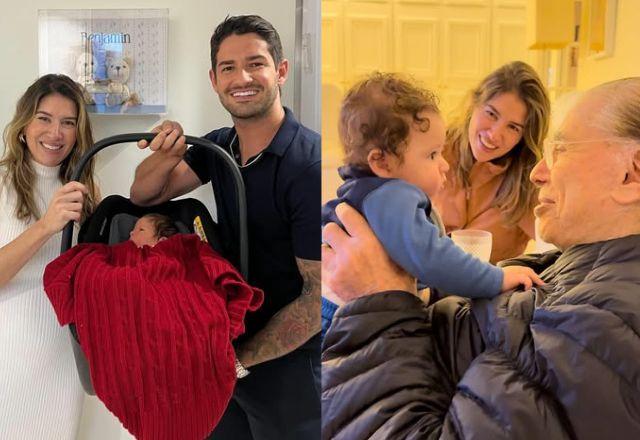 Alexandra pato, Rebeca Abavanel, Silvio Santos e Benjamin em foto