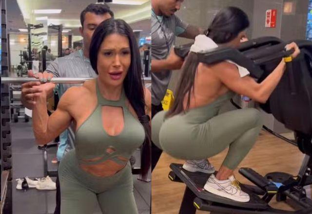 Gracyanne Barbosa volta aos treinos e relata dificuldade: Tô sofrendo