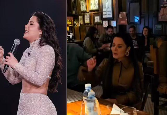 Maraisa cantando em restaurante