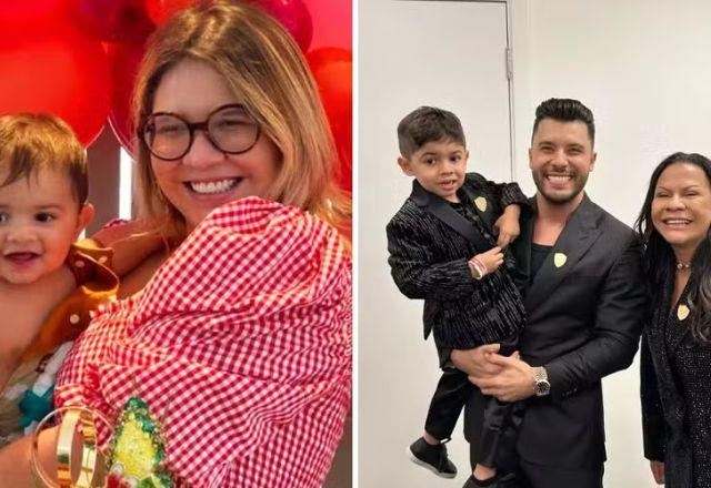 Léo, com Marília, Murilo e a avó