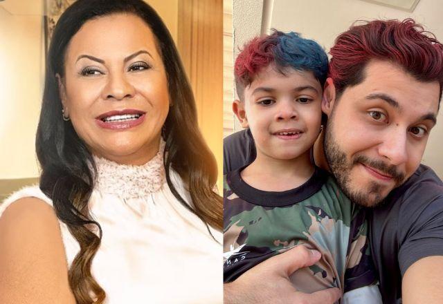 Murilo Huff, filho e Ruth em foto
