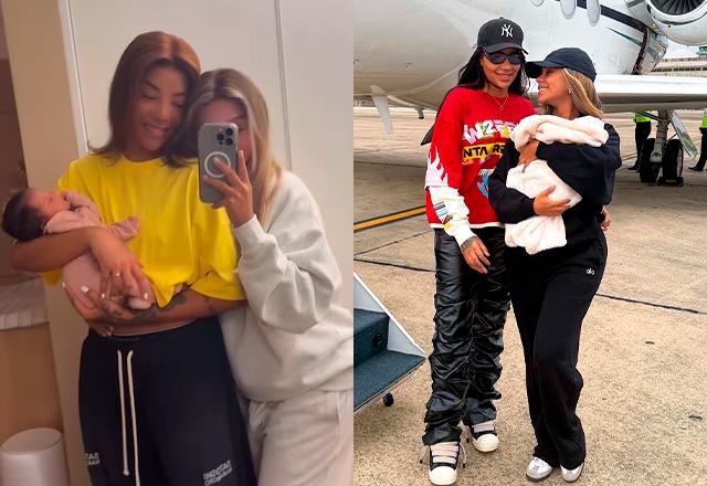 Brunna Gonçalves e Ludmilla com a filha delas, Zuri