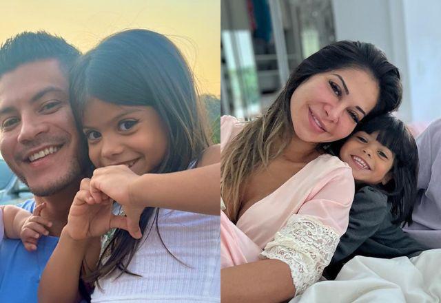 Arthur Aguiar, Maíra Cardi e Sophia em foto