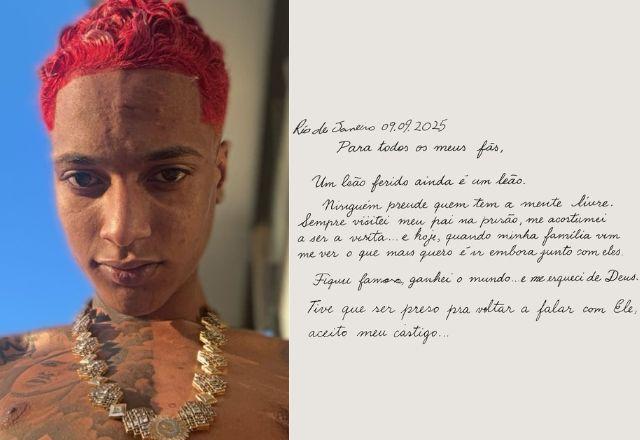 Oruam escreve carta direto da prisão
