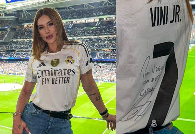 Virginia Fonseca usando camiseta do Real Madrid