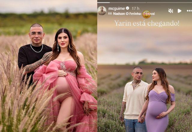 Mc Guimê publica foto ao lado de noiva em final da gravidez