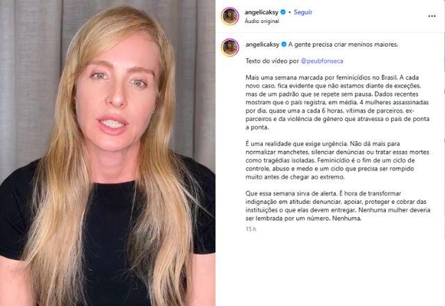Angélica faz desabafo poderoso sobre criação de meninos após novos dados de feminicídio no Brasil