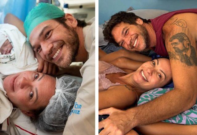 Fabiula Nascimento e Emilio Dantas posam com os filhos.