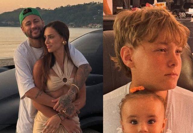 Filhos de Neymar, Davi Lucca e Mel surgem em momento fofo divulgado por Bruna Biancardi