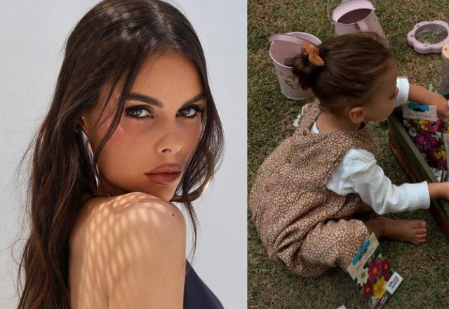 Amanda Kimberlly mostra Helena se divertindo com brinquedos de jardinagem