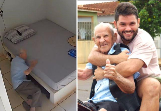 Vovô Anésio com o neto Caio.