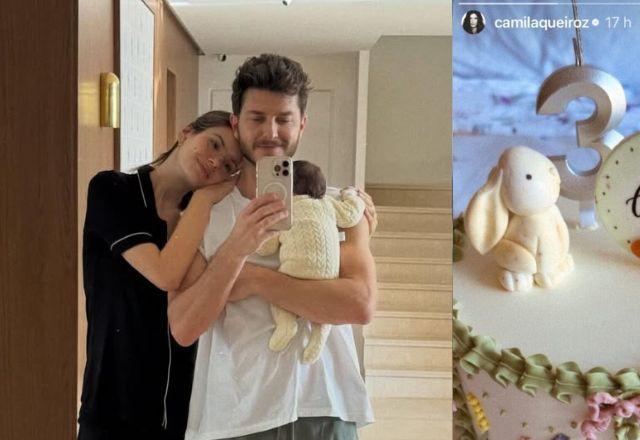 Camila Queiroz e Klebber Toledo celebram mesversário de três meses da filha Clara