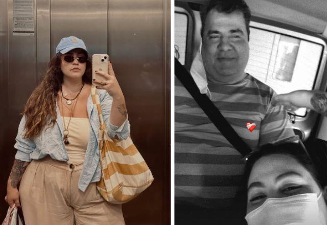 Vica Brenner em print de vídeo ao lado do pai.