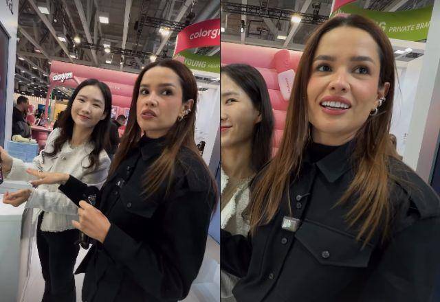 Juliette faz amizade com vendedora em feira na Itália e sai da loja cheia de brindes