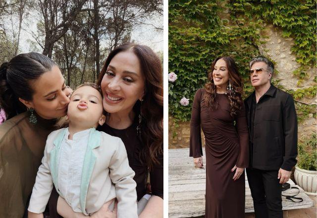 Claudia Raia posa com o marido e os filhos.